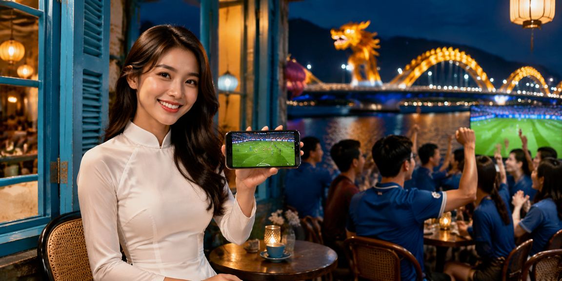 Người phụ nữ mặc áo dài tại Đà Nẵng truy cập casino và jackpot trực tuyến trên điện thoại