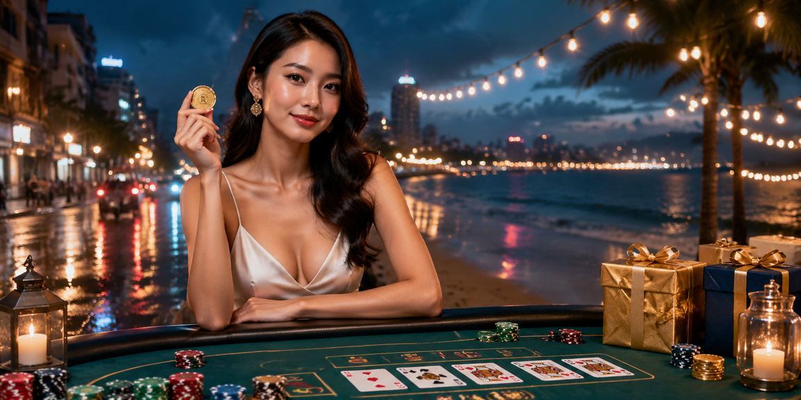 Khu vực live casino và bàn bài được minh họa bằng khung hình rộng cho người dùng Việt